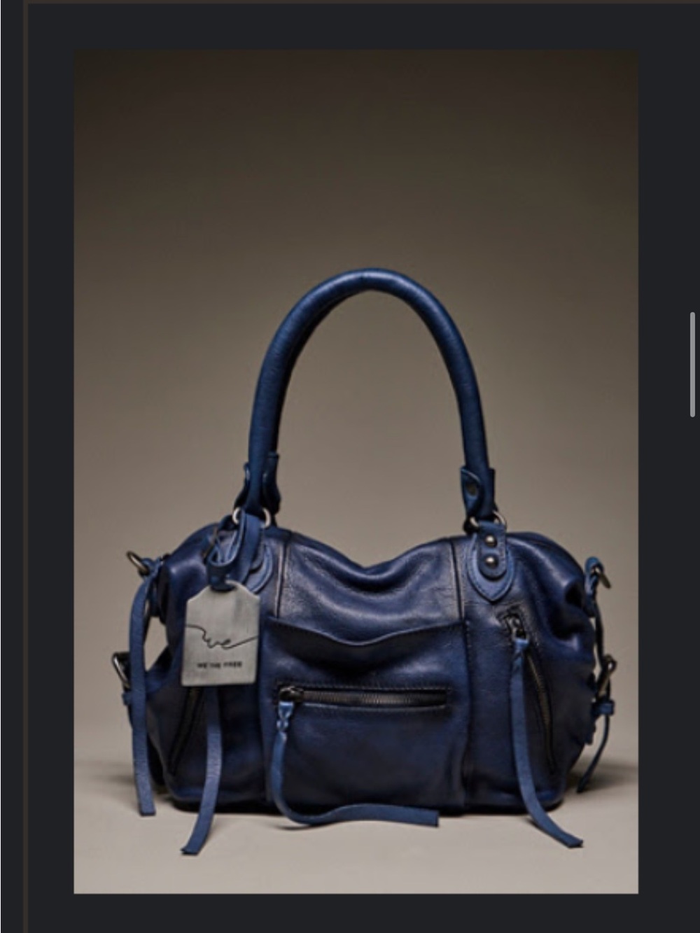 Free People Navy Baby Emerson leather bag